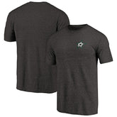 NHL Dallas Stars Primary Logo Left Chest Distressed Tri-Blend T-Shirt - Black