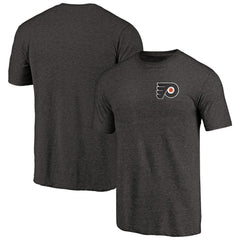 NHL Philadelphia Flyers Primary Logo Left Chest Distressed Tri-Blend T-Shirt - Black