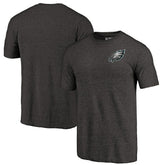 Philadelphia Eagles Primary Logo Left Chest Distressed Tri-Blend T-Shirt Heathered Black