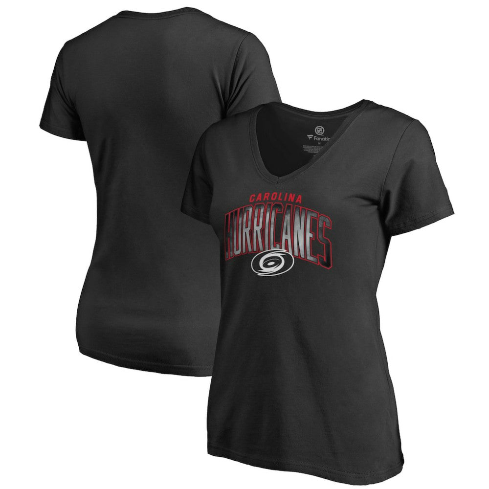 NHL Carolina Hurricanes Women's Arch Smoke V-Neck T-Shirt - Black