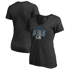 NHL Colorado Avalanche Women's Arch Smoke V-Neck T-Shirt - Black