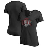 NHL Detroit Red Wings Women's Arch Smoke V-Neck T-Shirt - Black