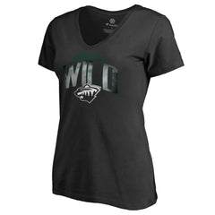 NHL Minnesota Wild Women's Arch Smoke V-Neck T-Shirt - Black