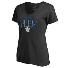 NHL Toronto Maple Leafs Women's Arch Smoke V-Neck T-Shirt - Black