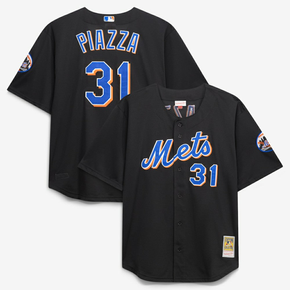 MLB Mike Piazza New York Mets Mitchell & Ness Big & Tall Cooperstown Mesh Batting Practice Jersey - Black