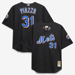 MLB Mike Piazza New York Mets Mitchell & Ness Big & Tall Cooperstown Mesh Batting Practice Jersey - Black