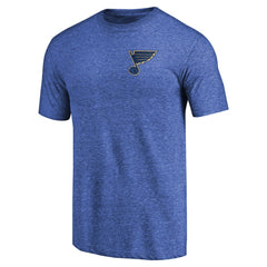 NHL St. Louis Blues Primary Logo Left Chest Distressed Tri-Blend T-Shirt - Heathered Blue