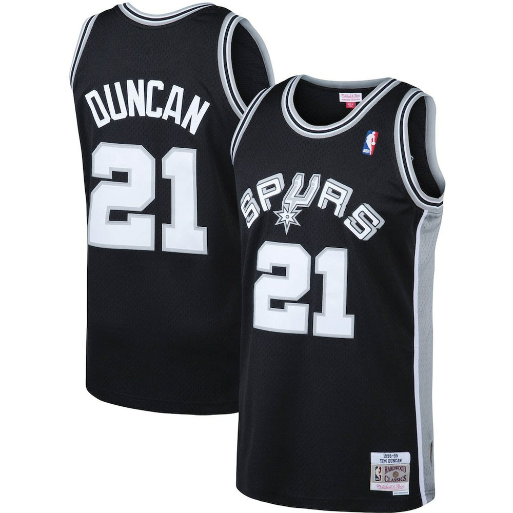 NBA Tim Duncan San Antonio Spurs 1998/99 Big & Tall Hardwood Classics Swingman Jersey - Black