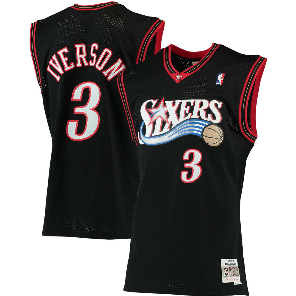 NBA Allen Iverson Philadelphia 76ers 2000/01 Big & Tall Hardwood Classics Swingman Jersey - Black
