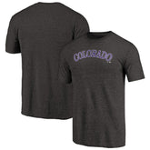 Colorado Rockies Team Wordmark Tri-Blend T-Shirt - Black T-shirts