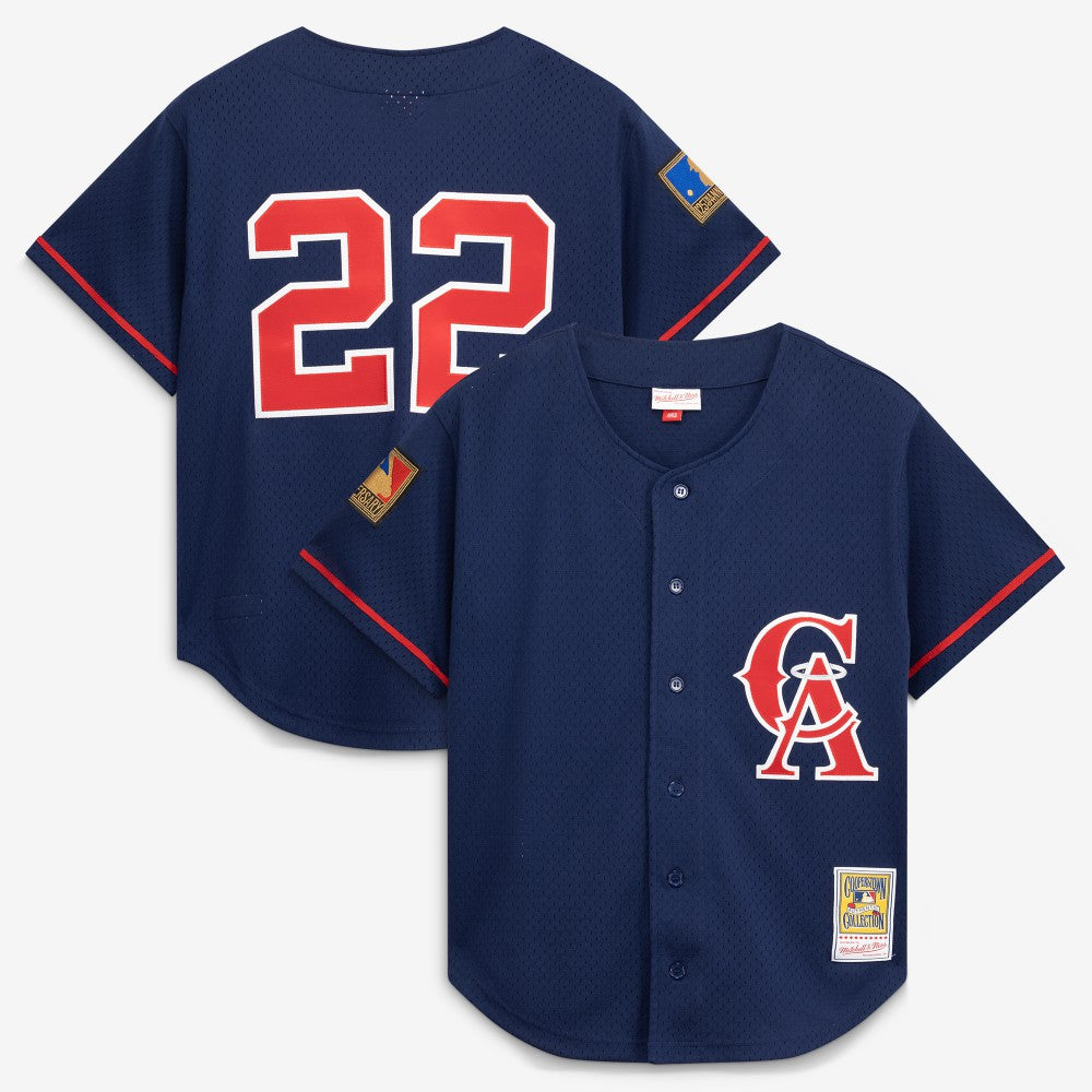 MLB Bo Jackson California Angels Mitchell & Ness Cooperstown Collection Mesh Batting Practice Button-Up Jersey - Navy