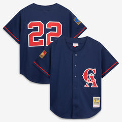 MLB Bo Jackson California Angels Mitchell & Ness Cooperstown Collection Mesh Batting Practice Button-Up Jersey - Navy