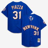 MLB Mike Piazza New York Mets Mitchell & Ness Cooperstown Collection Mesh Batting Practice Button-Up Jersey - Royal