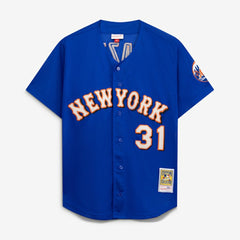 MLB Mike Piazza New York Mets Mitchell & Ness Cooperstown Collection Mesh Batting Practice Button-Up Jersey - Royal