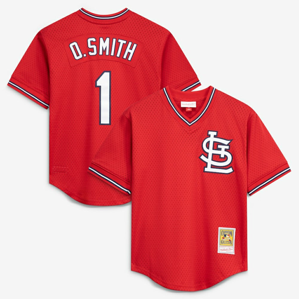 MLB Ozzie Smith St. Louis Cardinals Mitchell & Ness Youth Cooperstown Collection Mesh Batting Practice Jersey - Navy