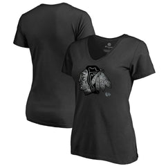 NHL Chicago Blackhawks Women's Core Smoke V-Neck T-Shirt - Black
