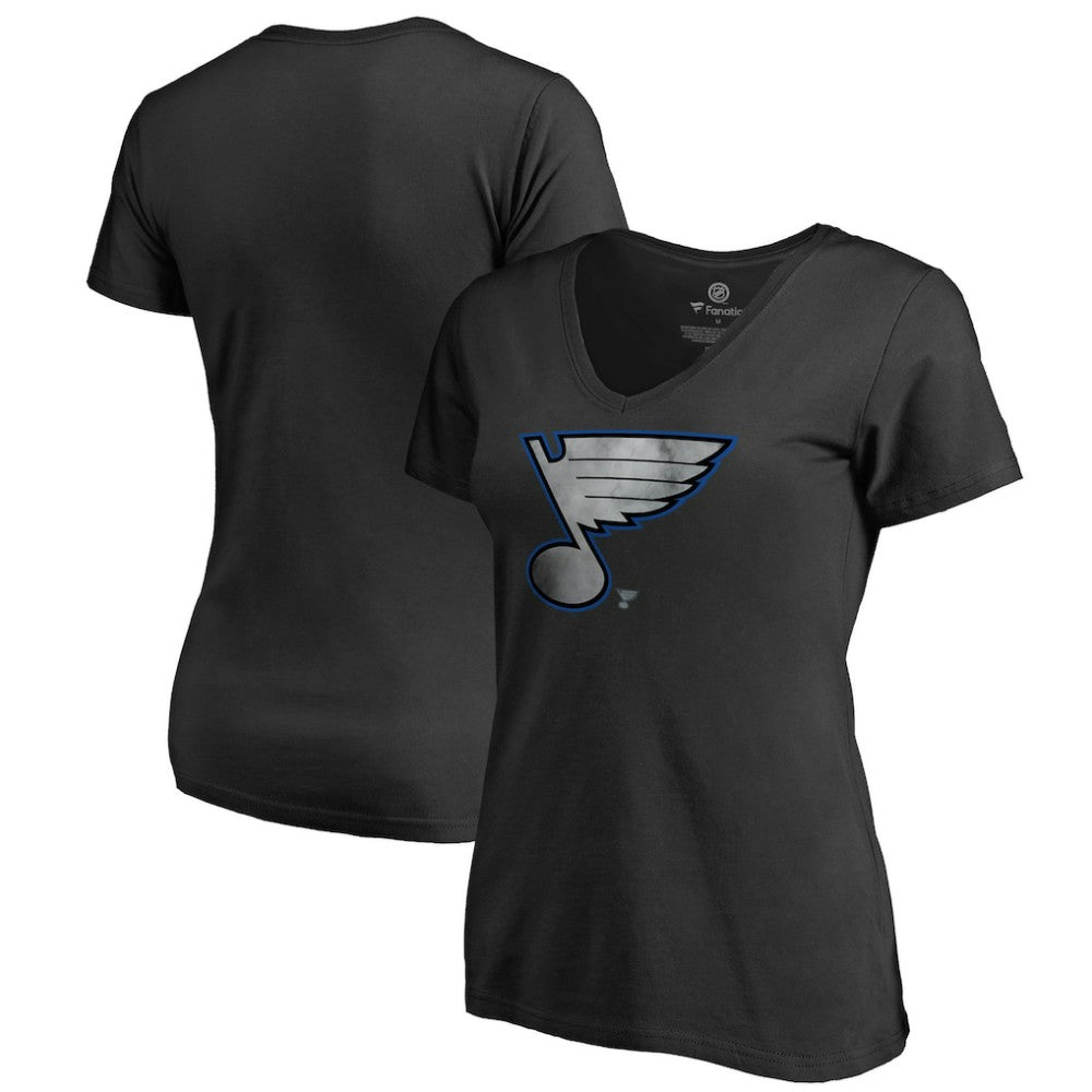 NHL St. Louis Blues Women's Core Smoke V-Neck T-Shirt - Black