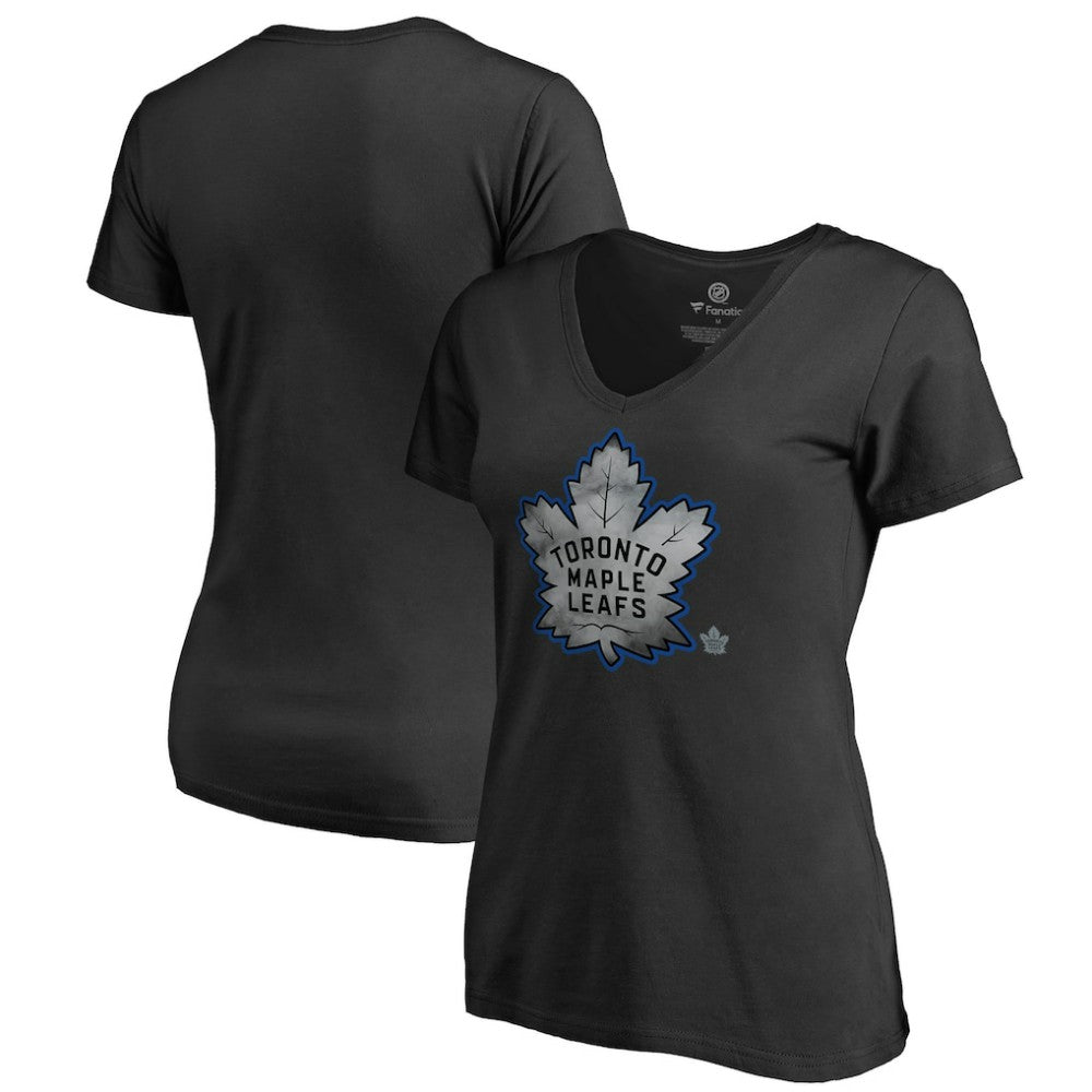 NHL Toronto Maple Leafs Women's Core Smoke V-Neck T-Shirt - Black