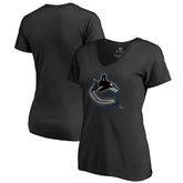 NHL Vancouver Canucks Women's Core Smoke V-Neck T-Shirt - Black