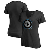 NHL Winnipeg Jets Women's Core Smoke V-Neck T-Shirt - Black