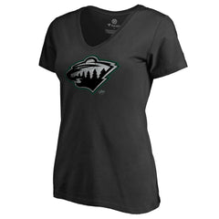 NHL Minnesota Wild Women's Core Smoke V-Neck T-Shirt - Black