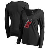 NHL Carolina Hurricanes Women's Team Alternate Long Sleeve V-Neck T-Shirt - Black