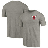 Chicago Bulls Primary Logo Left Chest Distressed Tri-Blend T-Shirt Gray