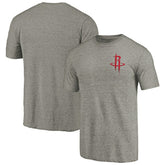 Houston Rockets Primary Logo Left Chest Distressed Tri-Blend T-Shirt Gray
