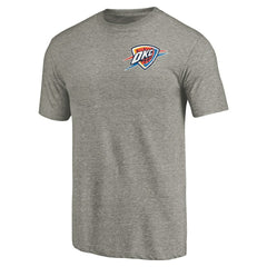 Oklahoma City Thunder Primary Logo Left Chest Distressed Tri-Blend T-Shirt Gray