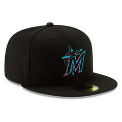 Miami Marlins New Era On-Field Authentic Collection 59FIFTY Fitted Hat - Black Hats
