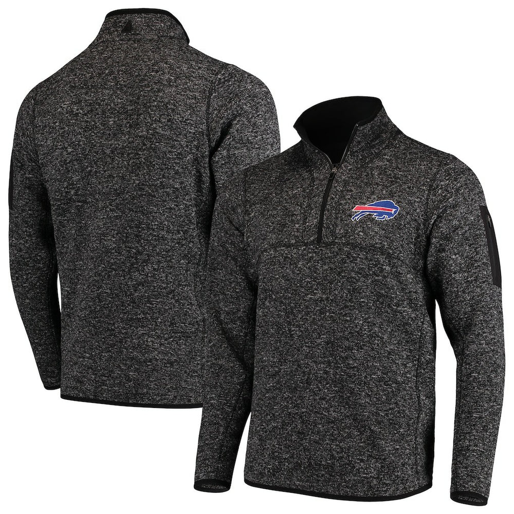 Buffalo Bills Antigua Fortune Quarter-Zip Pullover Jacket Heathered Black