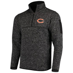 Chicago Bears Antigua Fortune Quarter-Zip Pullover Jacket Heather Black