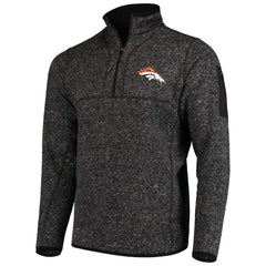Denver Broncos Antigua Fortune Quarter-Zip Pullover Jacket Heather Black