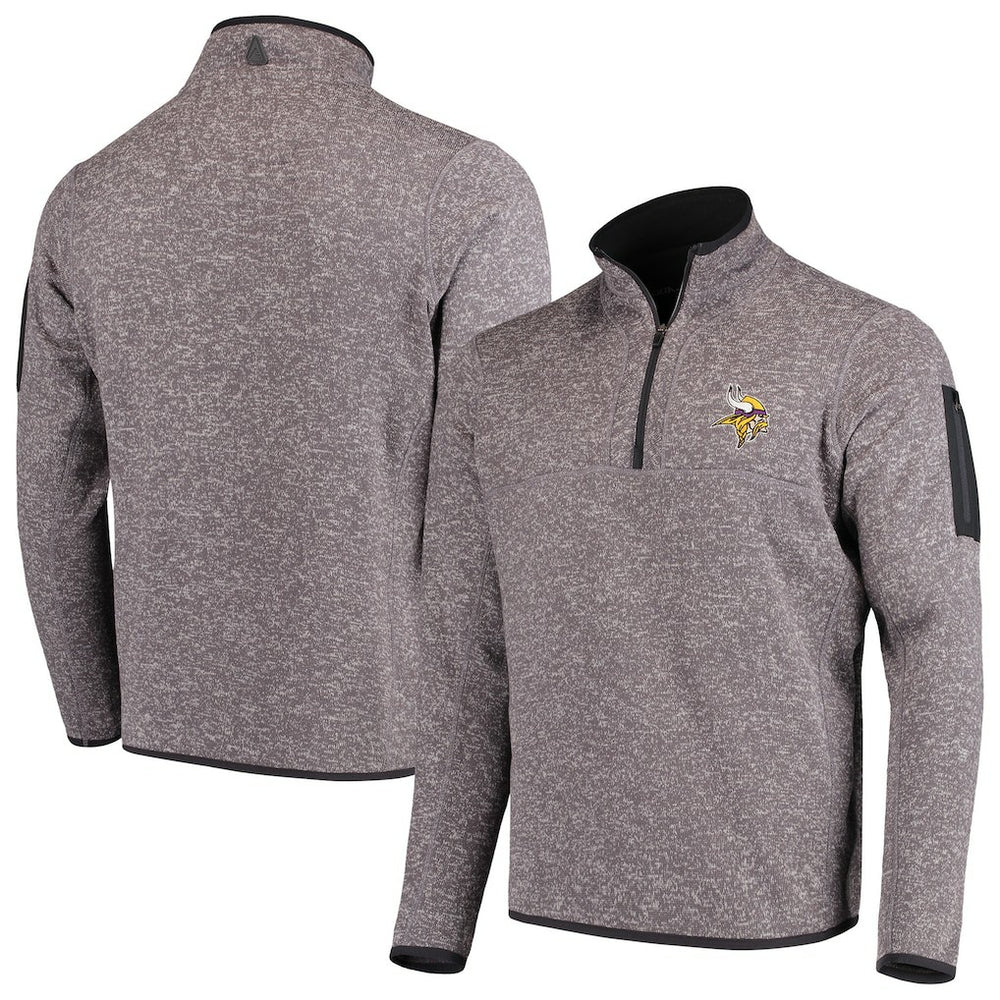 Minnesota Vikings Antigua Fortune Quarter-Zip Pullover Jacket Charcoal