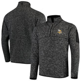 Minnesota Vikings Antigua Fortune Quarter-Zip Pullover Jacket Heather Black