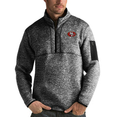 San Francisco 49ers Antigua Fortune Quarter-Zip Pullover Jacket Heather Black