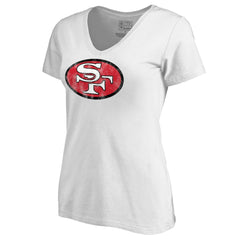 San Francisco 49ers Women's Throwback Logo V-Neck T-Shirt White