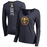 Nikola Jokic Denver Nuggets Women's Team Backer Name & Number Long Sleeve V-Neck T-Shirt Navy