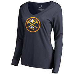 Nikola Jokic Denver Nuggets Women's Team Backer Name & Number Long Sleeve V-Neck T-Shirt Navy