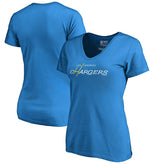 Los Angeles Chargers Women's Multi Color Vintage Logo V-Neck T-Shirt Powder Blue
