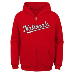 Washington Nationals Youth Team Color Wordmark Full-Zip Hoodie - Red Hoodies