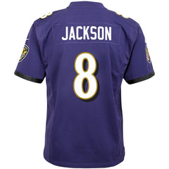 Lamar Jackson Baltimore Ravens Youth Game Jersey Purple
