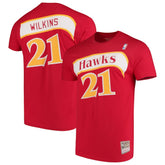 Dominique Wilkins Atlanta Hawks Hardwood Classics Team Name & Number T-Shirt Red