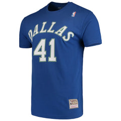 Dirk Nowitzki Dallas Mavericks Hardwood Classics Team Name & Number T-Shirt Blue