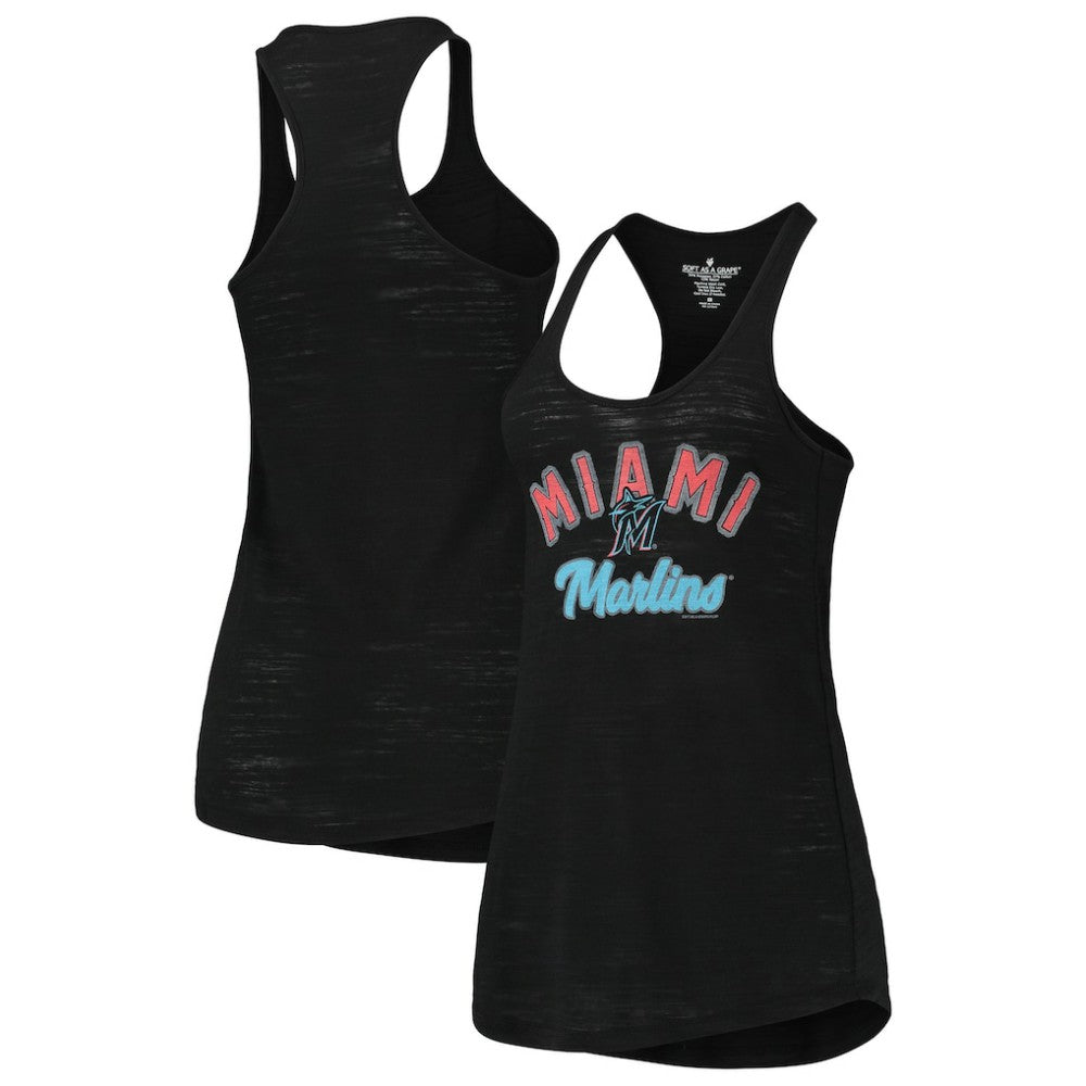 Miami Marlins Soft as a Grape Women's Multi-Count Tri-Blend Tank Top - Black Tanks