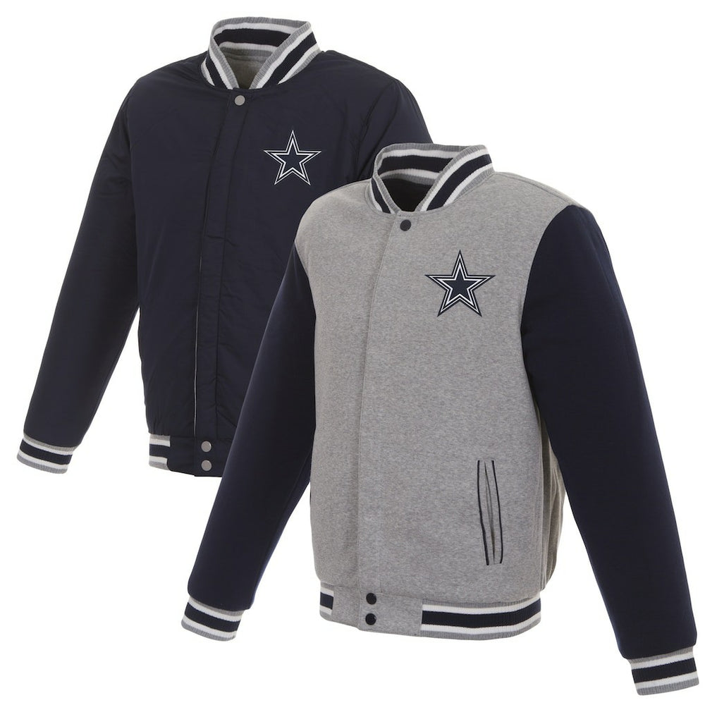 Dallas Cowboys JH Design Reversible Two Tone Fleece Jacket Gray/Navy