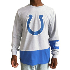 Indianapolis Colts Refried Apparel Sustainable Upcycled Angle Long Sleeve T-Shirt Gray/Royal