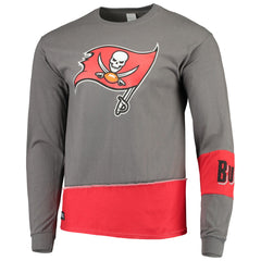 Tampa Bay Buccaneers Refried Apparel Sustainable Upcycled Angle Long Sleeve T-Shirt Pewter/Red