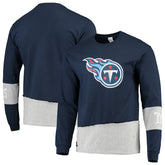 Tennessee Titans Refried Apparel Sustainable Upcycled Angle Long Sleeve T-Shirt Navy/Gray