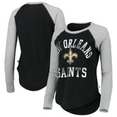 New Orleans Saints Touch Women's Waffle Raglan Lightweight Long Sleeve T-Shirt Black